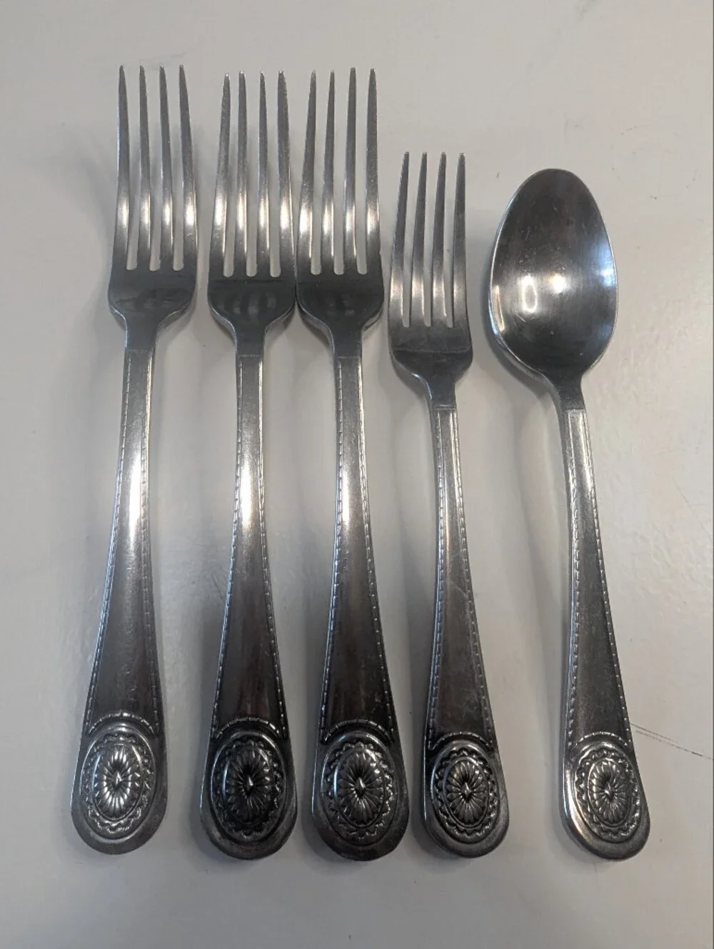 5pc American Living SANTA FE Stainless Flatware 3 Dinner Forks 1 Salad 1 Spoon